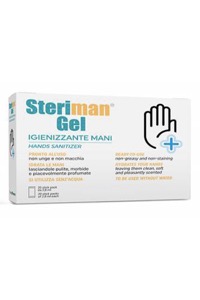 copertina di Steriman Gel®  - igienizzante mani, confezione da 20 stick da 2,8 ml.