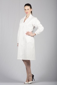 copertina di Camice medico donna bianco con elastico ai polsi  tg 38 Bianco