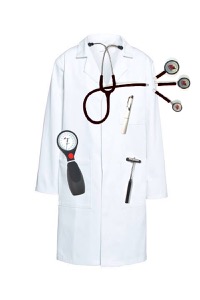 copertina di Kit medico Mediverso - con camice, sfigmomanometro, martelletto neurologico, luce ... Stetoscopio Nero