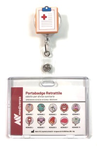 copertina di Porta Badge Retrattile adatto per l'utilizzo su divise sanitarie . Completo di Clip ... Cartella Clinica