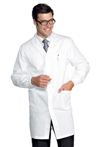 copertina di Camice medico uomo bianco con elastico ai polsi  tg 42 Bianco