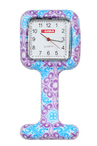 copertina di OROLOGIO PER INFERMIERI Quadrato - Fantasia viola - azzurro