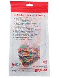 copertina di GiSafe Mascherina Chirurgica Filtrante 98% 3 Veli tipo II - conf. 10 pz - flowpack tg Adulto Fantasia Colors
