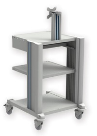 copertina di Carrello Pro - 2 ripiani, tastiera, supporto monitor, cassetto