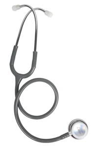 copertina di Duofono Evolve, doppia campana e doppia membrana con etichetta per il nome e kit ... Tubo grigio, testina e archetto specchio