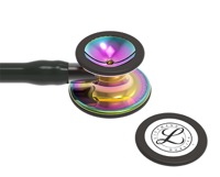 copertina di Littmann Cardiology IV 6240 stetofonendoscopio Nero, connettore e testina lucida arcobaleno, connettore e archetto nerofumo