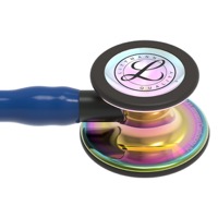 copertina di Littmann Cardiology IV 6242 stetofonendoscopio Navy blu, testina lucida arcobaleno,  connettore e archetto nero