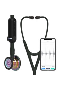 copertina di 3M Littmann® CORE Digital Stetoscopio cod. 8572 Tubo nero testina arcobaleno lucida