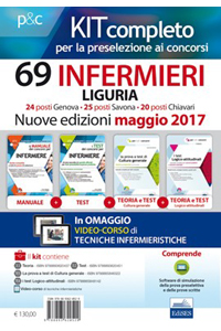 copertina di Kit completo Concorsi 69 Infermieri Liguria - Manuale + Test + Cultura generale + ...