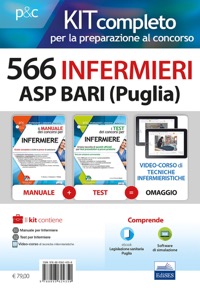 copertina di Kit concorso 566 Infermieri ASP Bari ( Puglia ) - Manuale + Test per tutte le prove ...