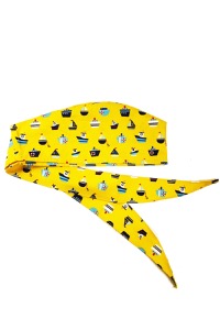 copertina di Cuffia ( bandana cappellino ) ospedaliera Giallo fantasia  barche