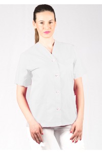 copertina di Casacca per infermiera mezza manica, con scollo a V, aperta con quattro bottoni due ... tg 46 Bianco