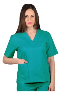 copertina di Casacca ospedaliera unisex con scollo a V ( per divise e tute in ambito sanitario ... tg 42 Verde