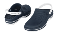 copertina di Zoccolo ospedaliero modello Clog - unisex tg 43/44 Navy Blu e Bianco
