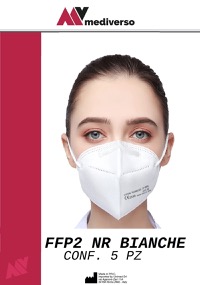 copertina di Mascherina FFP2 NR 5 Strati Colore Bianco - CE DPI confezione 5 pezzi