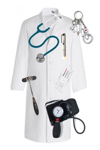 copertina di Kit base medico: Camice, Martello, Lampadina, Sfigmomanometro, Righello ECG, Portachiavi ... Littmann Blu Caraibi