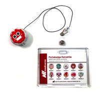 copertina di Porta Badge Retrattile adatto per l'utilizzo su divise sanitarie . Completo di Clip ... Virus e mascherina (Malattie Infettive)