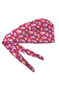 copertina di Bandana Medica Fantasia - Cuffia Unisex in Cotone con bottoni per mascherina Rosso Fantasia Paisley Indian