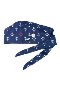 copertina di Bandana Medica Fantasia - Cuffia Unisex in Cotone con bottoni per mascherina Blu Fantasia Ancore