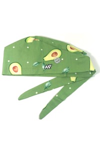 copertina di Bandana Medica Fantasia - Cuffia Unisex in Cotone con bottoni per mascherina Verde Fantasia Avocado