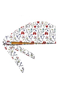 copertina di Bandana Medica Fantasia - Cuffia Unisex in Cotone con bottoni per mascherina Bianca  Fantasia Medical