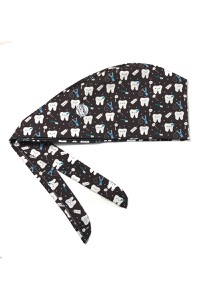 copertina di Bandana Medica Fantasia - Cuffia Unisex in Cotone con bottoni per mascherina Marrone scuro Fantasia Dental