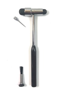 copertina di Martelletto Neurologico di Buck con manico in acciaio, ago e spazzola Manico Nero