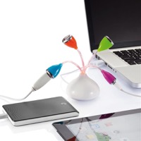 copertina di Hub USB a 4 porte con illuminazione soft a LED e connettore USB per PC / Mac / Presa ... Bianco