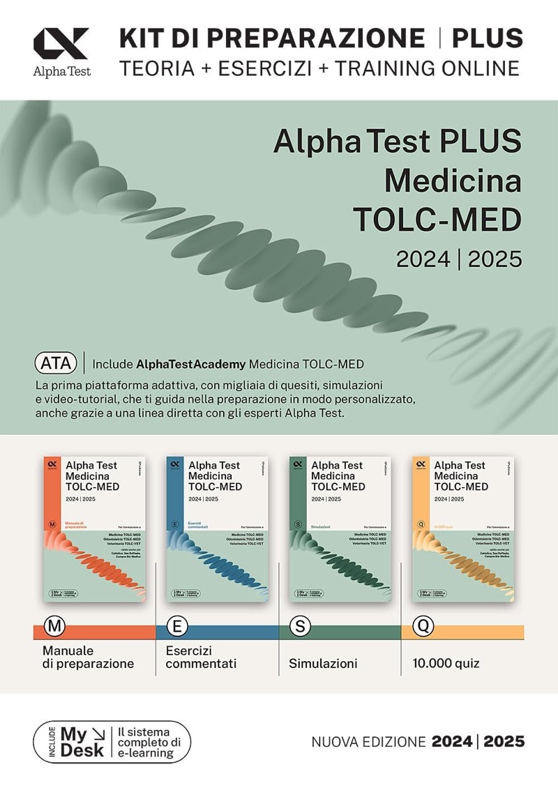 AAVV Alpha Test PLUS Medicina TOLC - MED e TOLC - VET 2024 / 2025 - Kit  completo di preparazione al test di Medicina, Odontoiatria, Veterinaria:  Manuale di preparazione + Esercizi commentati +